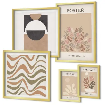 Wanddecoratie compositie met stijlvolle plantabstracties