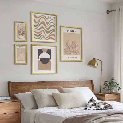 Wanddecoratie compositie Stijlvolle plantabstracties