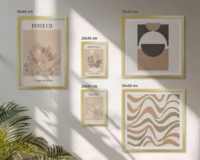 Wanddecoratie compositie met stijlvolle plantabstracties