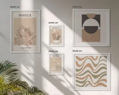 Wanddecoratie compositie met stijlvolle plantabstracties