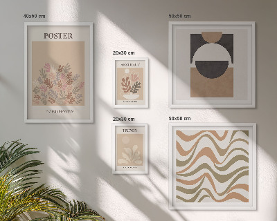 Wanddecoratie compositie Stijlvolle plantabstracties