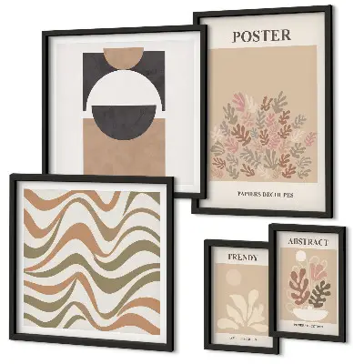 Wanddecoratie compositie met stijlvolle plantabstracties
