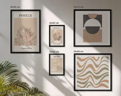 Wanddecoratie compositie met stijlvolle plantabstracties