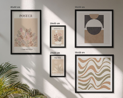 Wanddecoratie compositie Stijlvolle plantabstracties