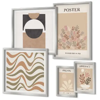Wanddecoratie compositie met stijlvolle plantabstracties