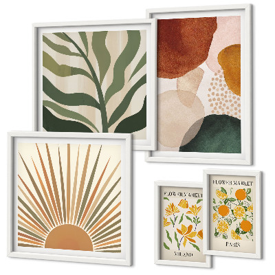 Moderne schilderijen set Stijlvolle plantgrafiek met geometrische vormen