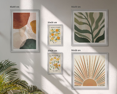 Moderne schilderijen set Stijlvolle plantgrafiek met geometrische vormen