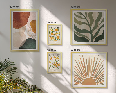 Moderne schilderijen set Stijlvolle plantgrafiek met geometrische vormen