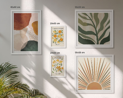 Moderne schilderijen set Stijlvolle plantgrafiek met geometrische vormen