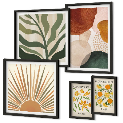 Moderne schilderijen set Stijlvolle plantgrafiek met geometrische vormen