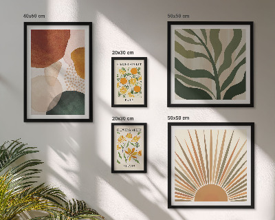 Moderne schilderijen set Stijlvolle plantgrafiek met geometrische vormen