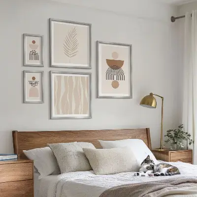 Moderne schilderijen set met abstracte vormen van de natuur