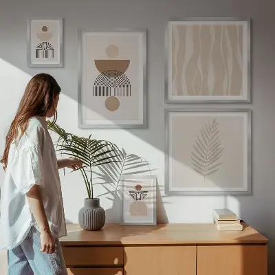 Moderne schilderijen set met abstracte vormen van de natuur