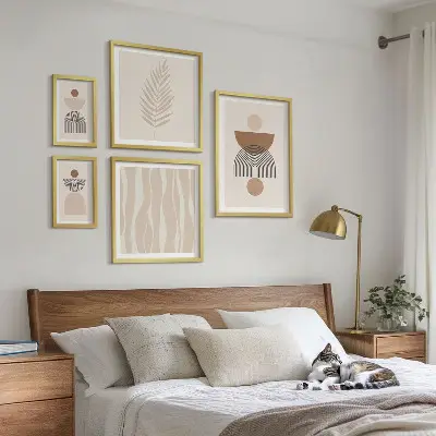 Moderne schilderijen set met abstracte vormen van de natuur