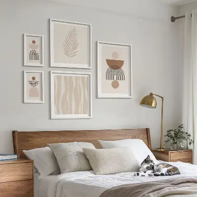 Moderne schilderijen set met abstracte vormen van de natuur