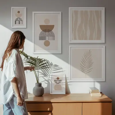 Moderne schilderijen set met abstracte vormen van de natuur