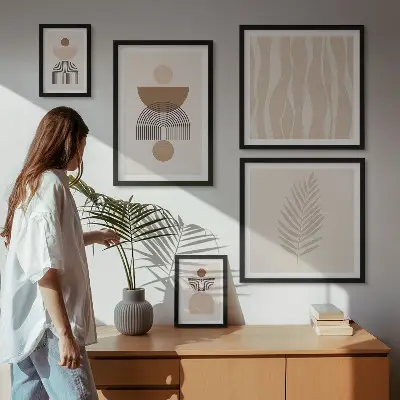 Moderne schilderijen set met abstracte vormen van de natuur