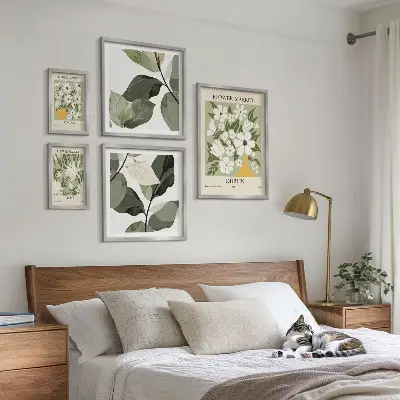 Wanddecoratie compositie bloemmotieven Londen Dublin Tokio