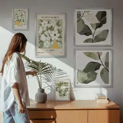 Wanddecoratie compositie bloemmotieven Londen Dublin Tokio