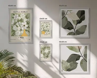 Wanddecoratie compositie bloemmotieven Londen Dublin Tokio