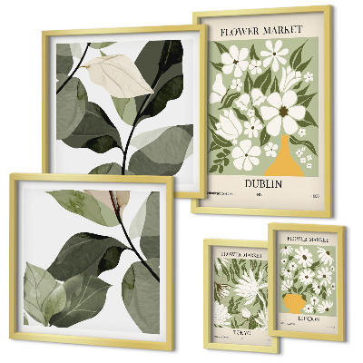 Wanddecoratie compositie Bloemmotieven Londen Dublin Tokio