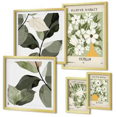 Wanddecoratie compositie bloemmotieven Londen Dublin Tokio