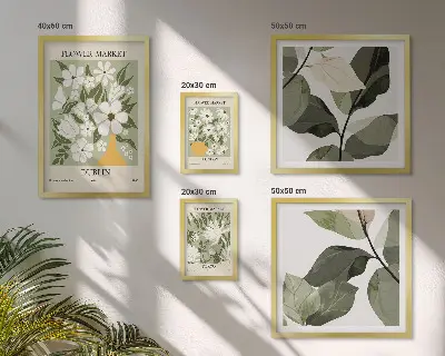 Wanddecoratie compositie bloemmotieven Londen Dublin Tokio