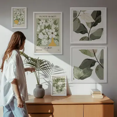Wanddecoratie compositie bloemmotieven Londen Dublin Tokio