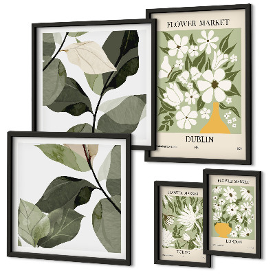 Wanddecoratie compositie Bloemmotieven Londen Dublin Tokio