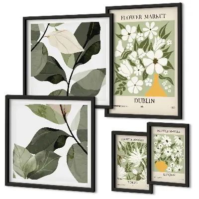 Wanddecoratie compositie bloemmotieven Londen Dublin Tokio