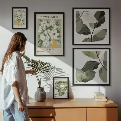Wanddecoratie compositie bloemmotieven Londen Dublin Tokio