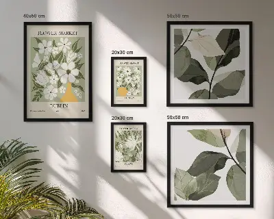 Wanddecoratie compositie bloemmotieven Londen Dublin Tokio