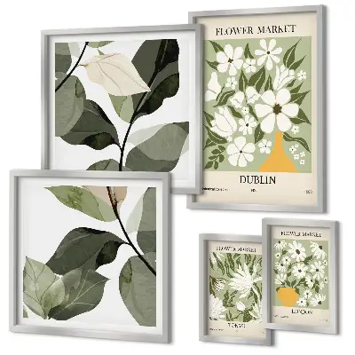 Wanddecoratie compositie bloemmotieven Londen Dublin Tokio