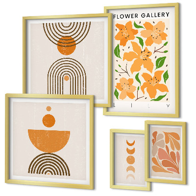 Moderne schilderijen set Stijlvolle bloemen en geometrie