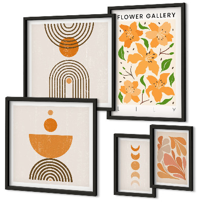 Moderne schilderijen set Stijlvolle bloemen en geometrie