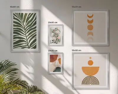 Wanddecoratie compositie met boho plantenpatronen