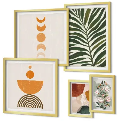 Wanddecoratie compositie met boho plantenpatronen