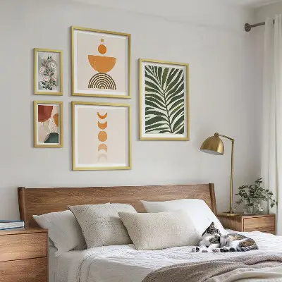 Wanddecoratie compositie met boho plantenpatronen