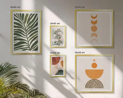 Wanddecoratie compositie met boho plantenpatronen