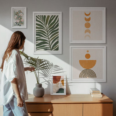 Wanddecoratie compositie Plantenpatronen boho-vormen