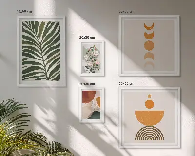 Wanddecoratie compositie met boho plantenpatronen