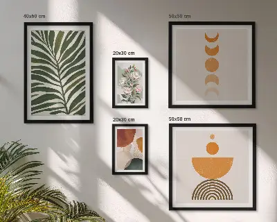 Wanddecoratie compositie met boho plantenpatronen