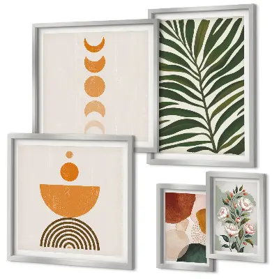 Wanddecoratie compositie met boho plantenpatronen