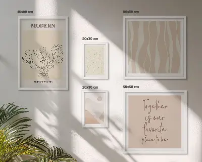 Moderne schilderijen set in minimalistische stijl