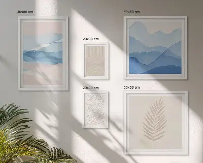Wanddecoratie compositie abstracte landschappen met bladeren