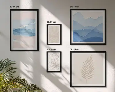 Wanddecoratie compositie abstracte landschappen met bladeren
