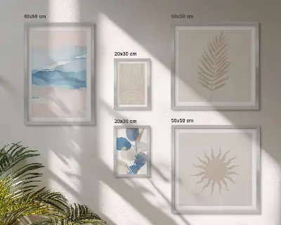 Set van moderne schilderijen met abstracte plantengolven