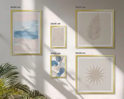 Set van moderne schilderijen met abstracte plantengolven