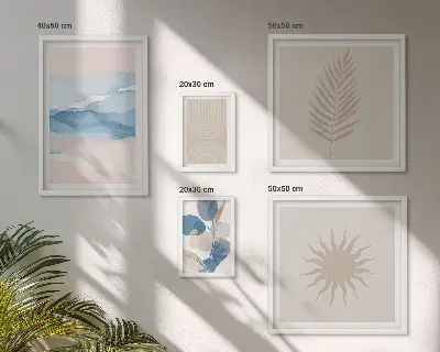 Set van moderne schilderijen met abstracte plantengolven