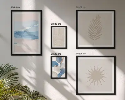 Set van moderne schilderijen met abstracte plantengolven